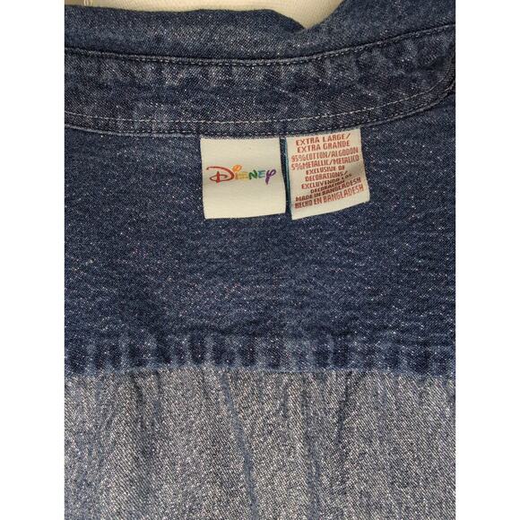 Walt Disney vtg 90s Mickey Minnie Christmas Holiday denim shirt XL - Picture 11 of 12